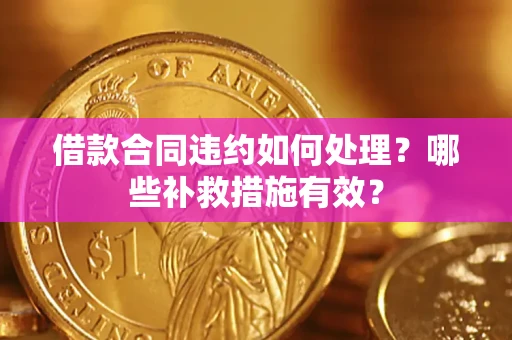 武汉借款合同违约如何处理？哪些补救措施有效？