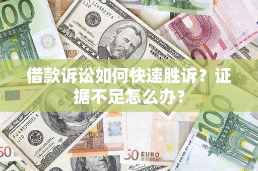 武汉借款诉讼如何快速胜诉？证据不足怎么办？
